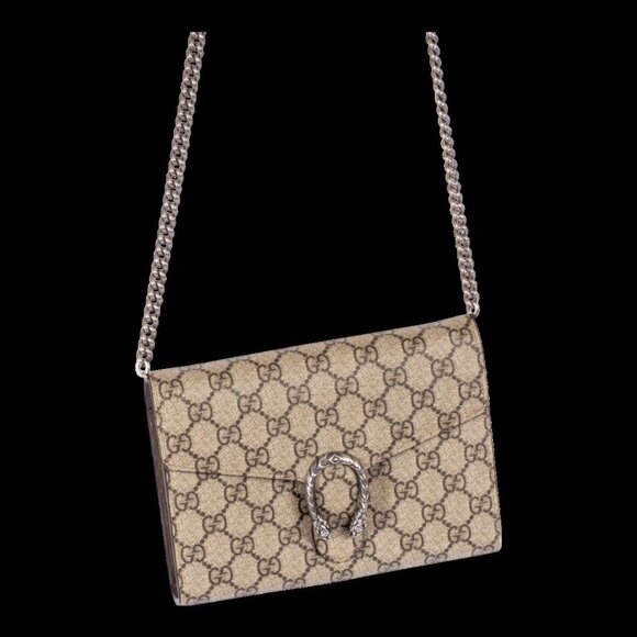 GUCCI DIONYSUS GG SUPREME CHAIN WALLET TAN - Picture 2 of 6